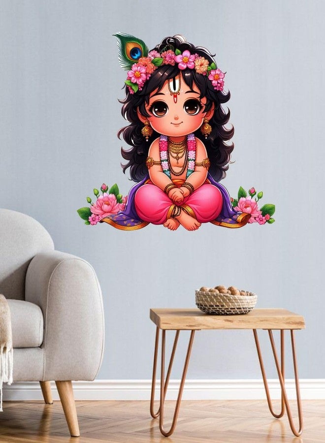 Sticker Studio ملصق حائط من الفينيل PVC بتصميم اللورد كريشنا من ستيكر ستوديو، مثالي لتزيين المنزل - مناسب لغرفة المعيشة، غرفة النوم، الردهة، غرفة الأطفال، غرفة اللعب (المقاس: 18 سم × 18 سم) - Image 2